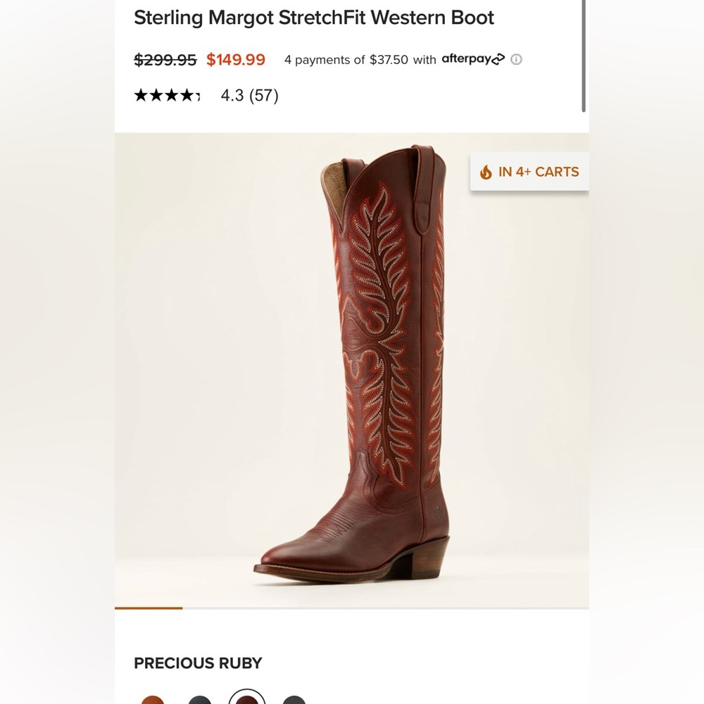 ISO- size 9 Ariat Sterling Margot StretchFit Western Boot - Precious Ruby
